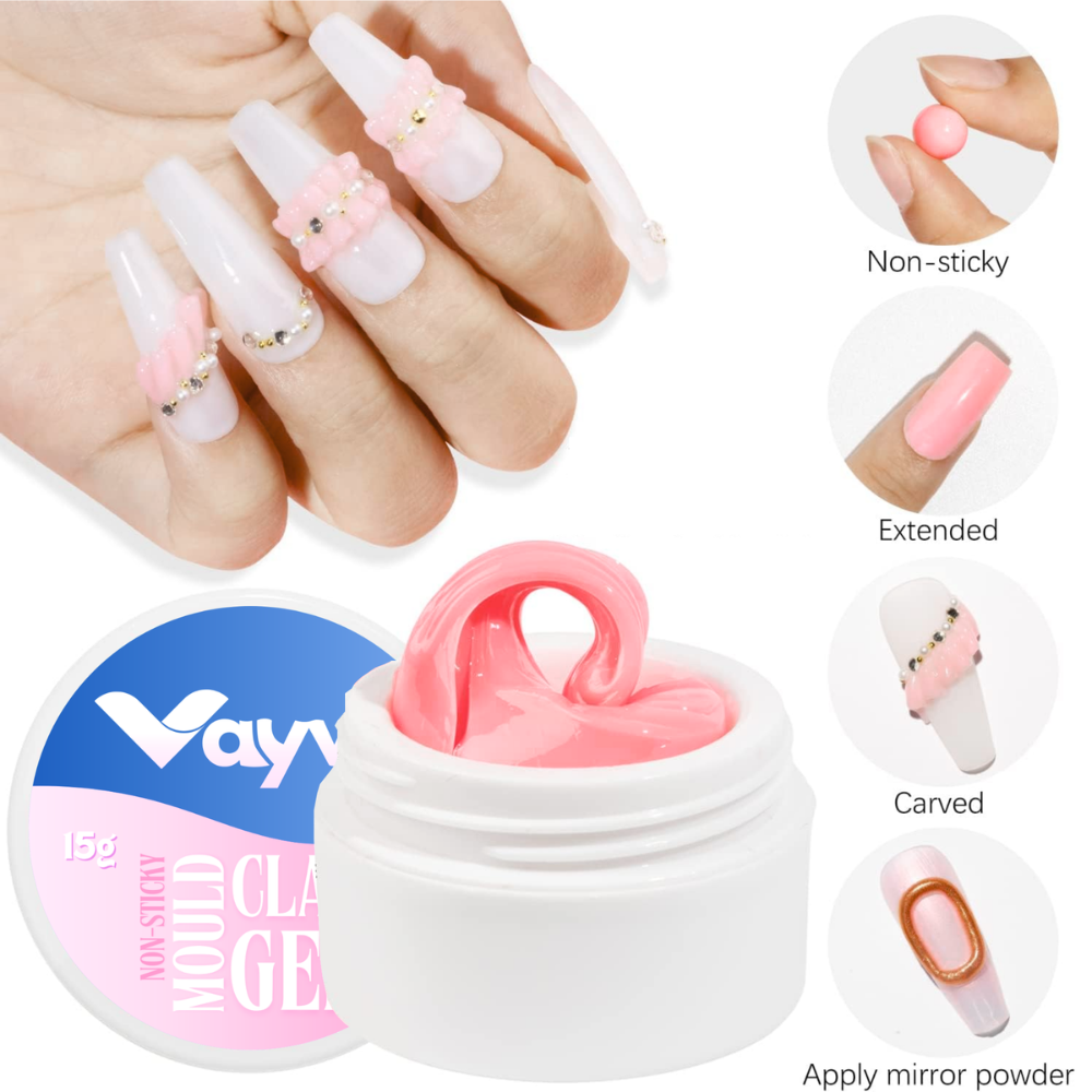 Vayve Solid Mould Clay Gel 15g | 4-in-1 Non-Sticky Nail Extension Gel