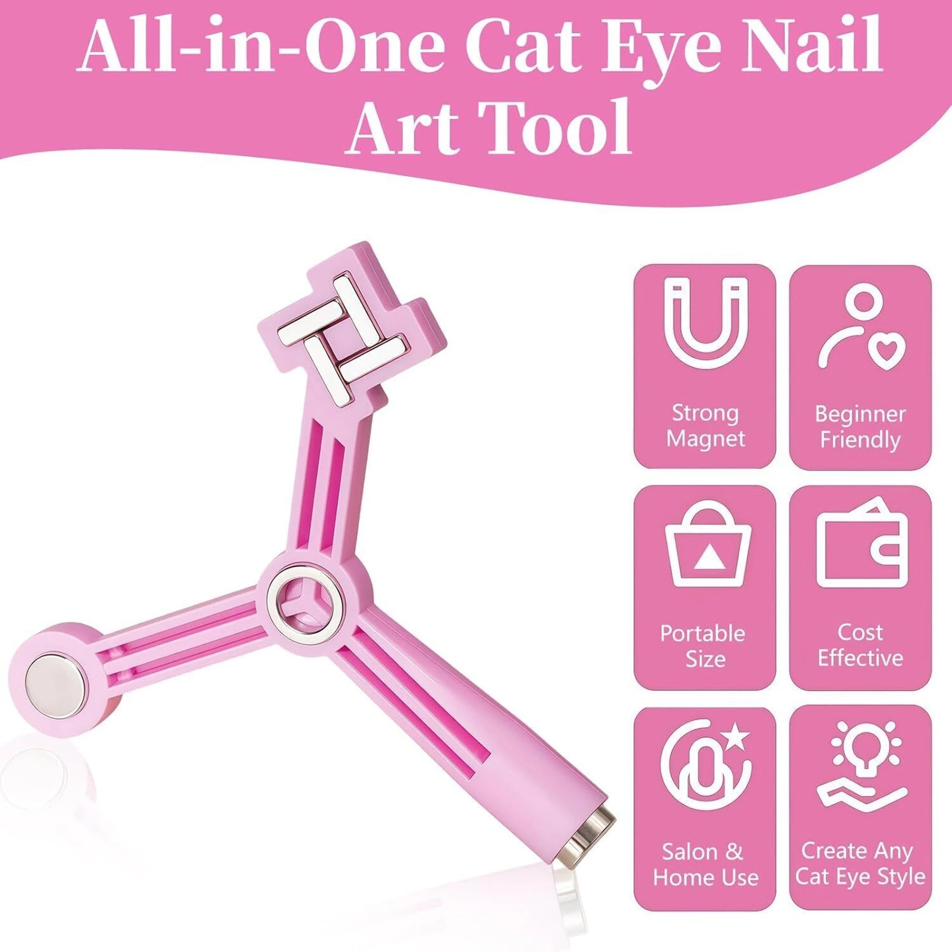 Vayve 4 in 1 Cat Eye Nail Magnet Tool for Magnetic Gel Polish, Nail Art Magnet Pen