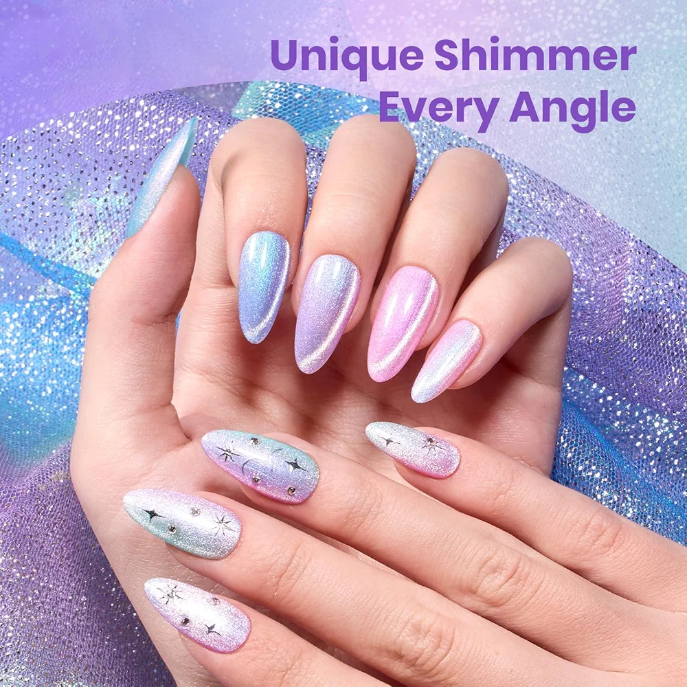 Vayve Coralia Cat Eye Gel Polish Set – Magnetic Effect, Pearl 6 Shades