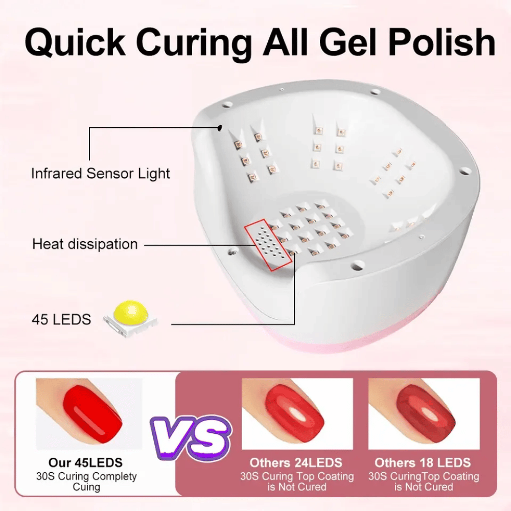 UV Lamp Nail Dryer G17 – 168W Nail Lamp with 45 LEDs, Smart Sensor & Removable Base