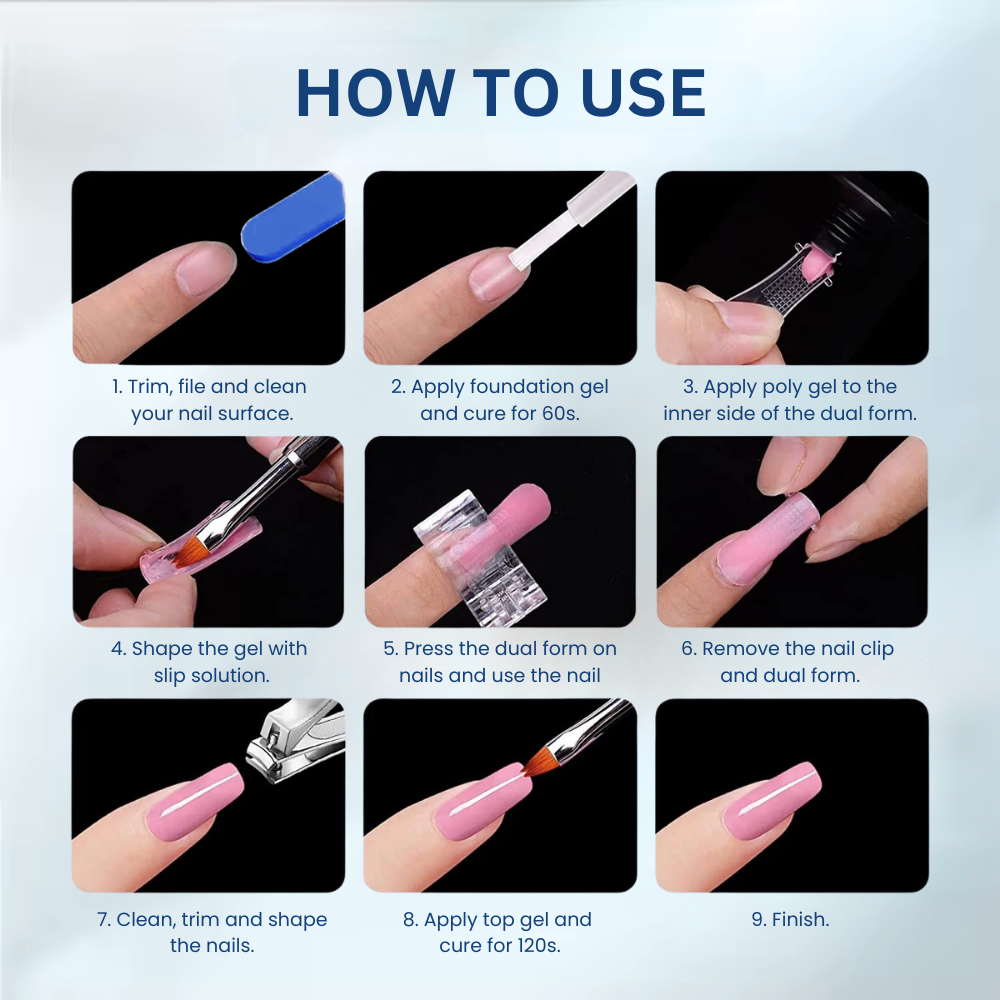Vayve Poly Nail Gel Extension Kit with Polygel, Mini UV Lamp, Slip Solution – DIY Nail Extension Kit