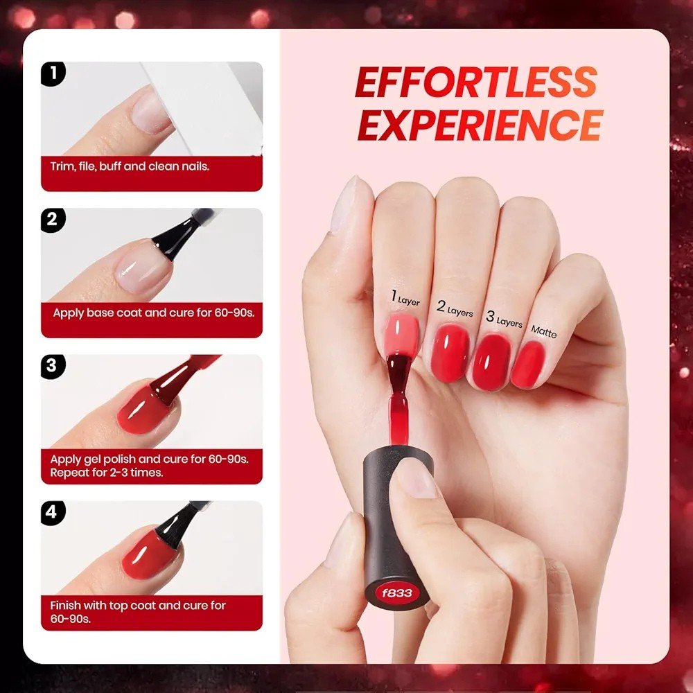 Vayve Scarlette Gel Polish Set – Solid and Glitter 6 Red Shades