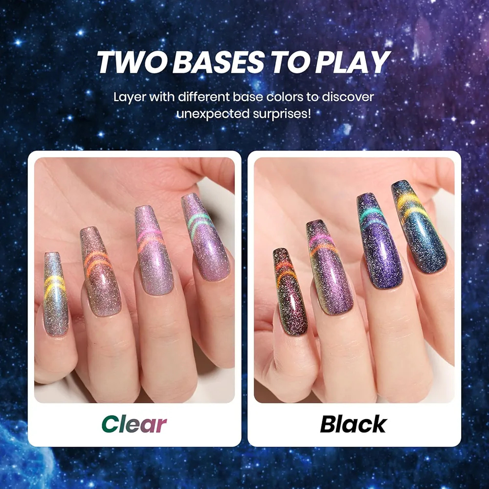 Vayve Aurion Cat Eye Gel Polish Set – Dual-Gleam Magnetic Effect, 6 Shades