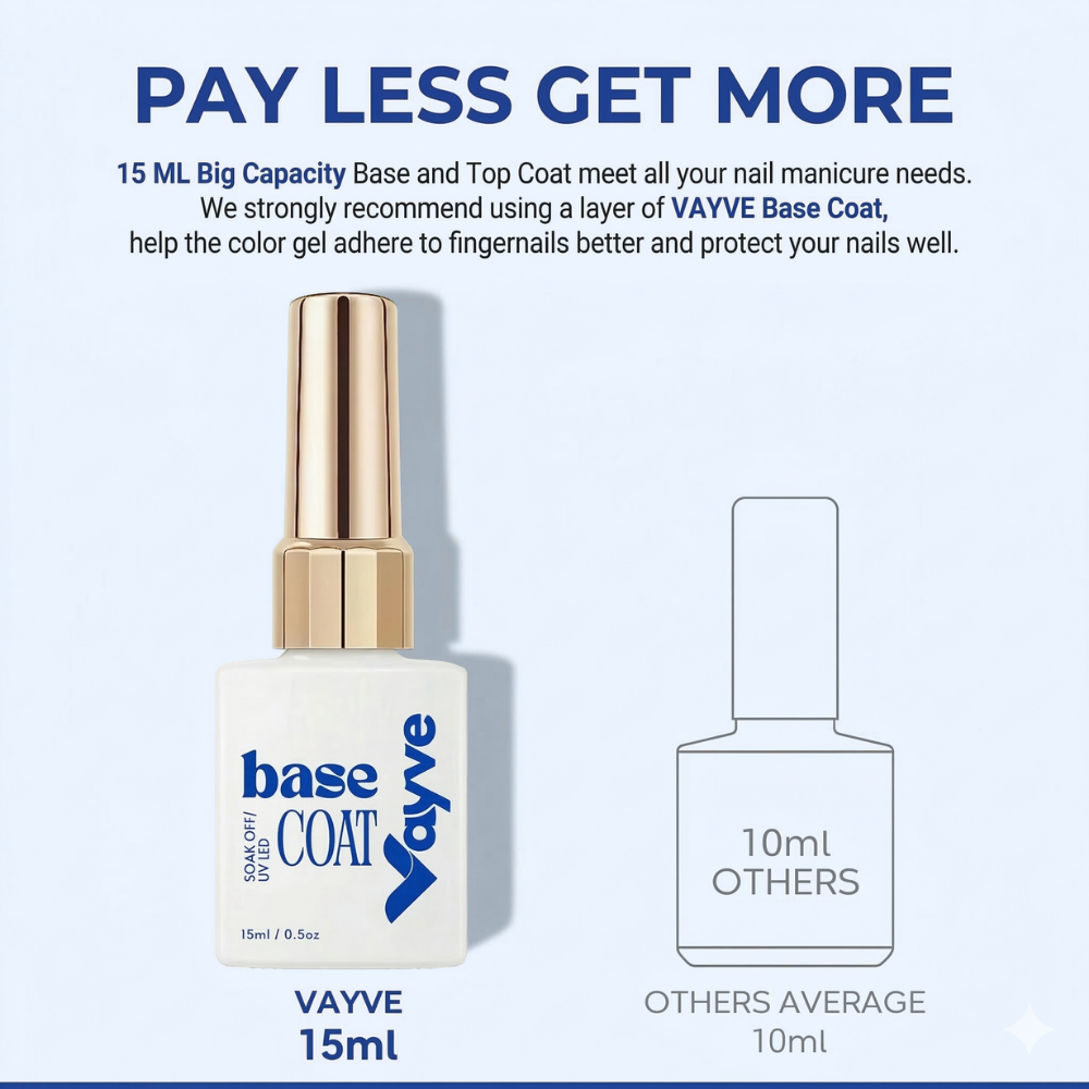 Vayve Gel Base Coat 15ml | Strong Adhesion UV/LED Soak-Off Base Coat