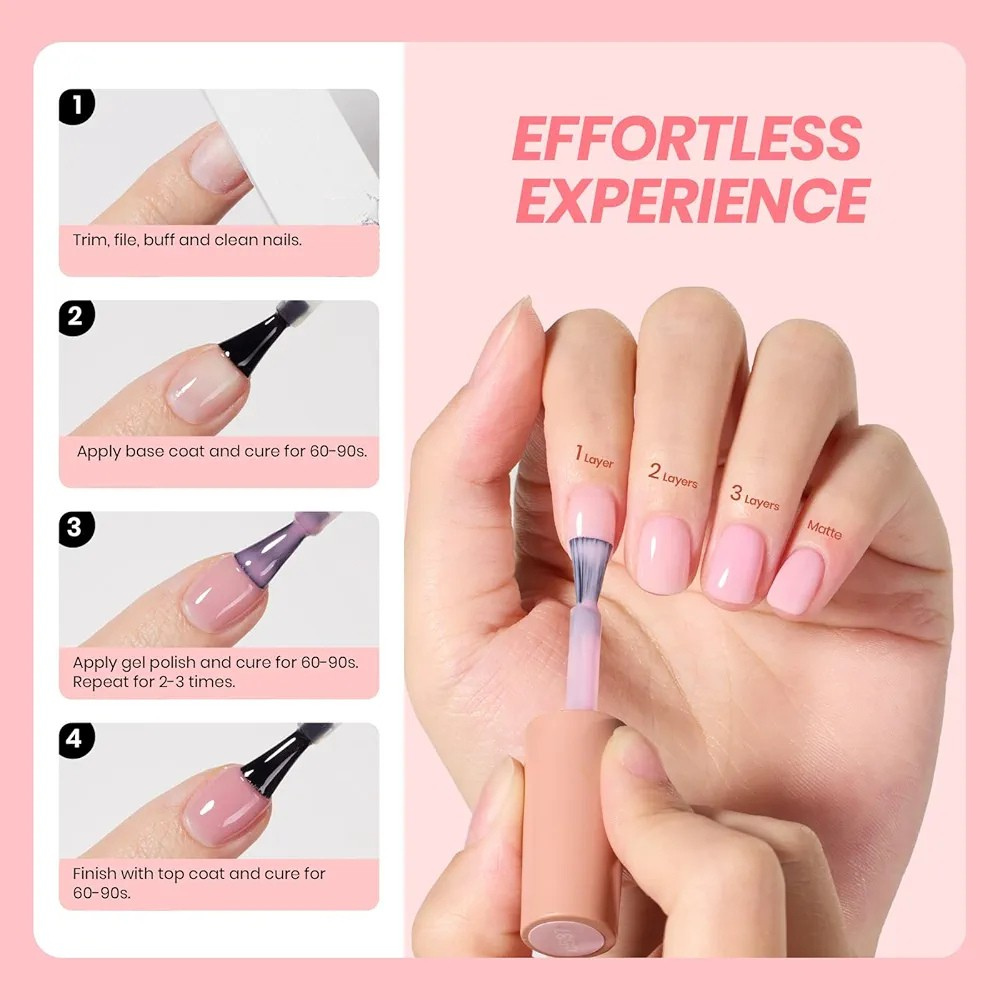 Vayve Bloome Jelly Gel Polish Set – Glass 6 Soft Pink Nude Shades