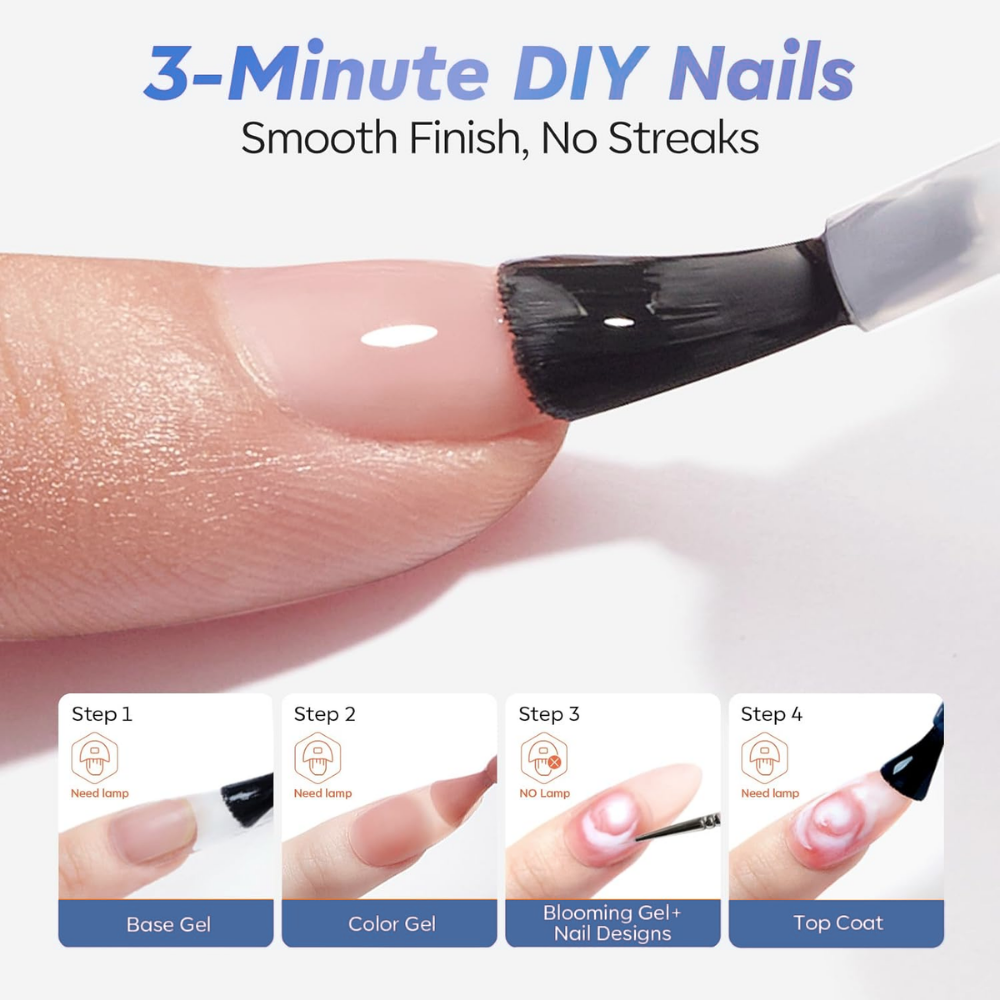 Vayve Blooming Gel Combo 15ml | Base Coat + Blooming Gel + Glossy Top Coat