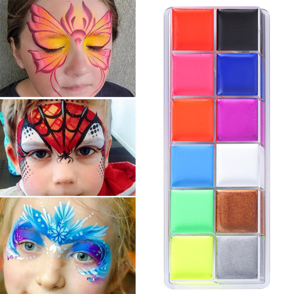 Vayve Face & Body Paint Kit – 12 Vibrant Colors for Makeup & Art