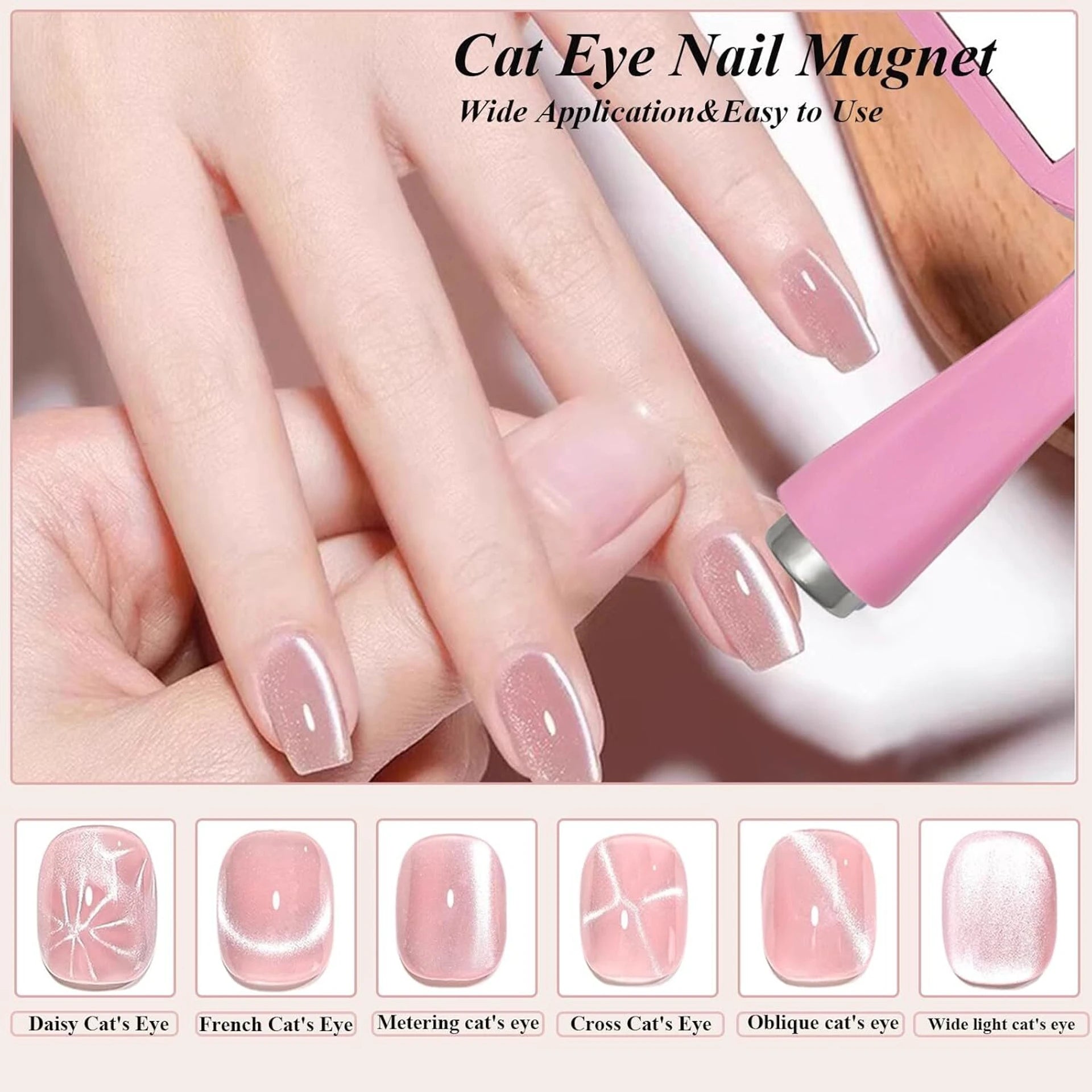 Vayve 6 in 1 Cat Eye Nail Magnet Tool for Magnetic Gel Designs