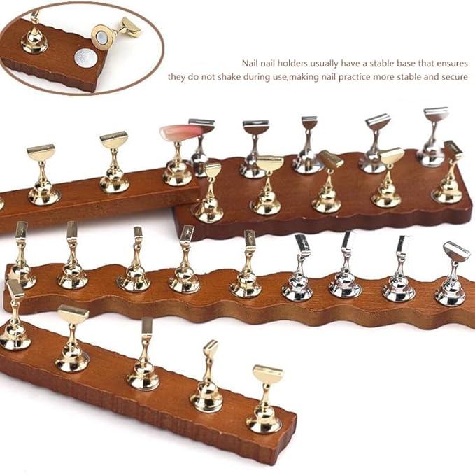 Vayve Wooden Nail Display Stand - Tip Practice Stand With Magnetic Holder for Nail Art