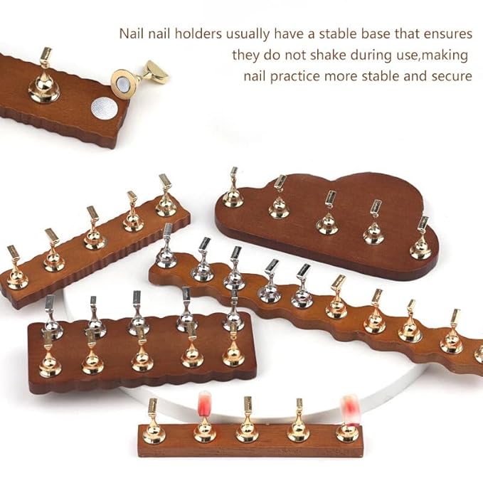 Vayve Wooden Nail Display Stand - Tip Practice Stand With Magnetic Holder for Nail Art