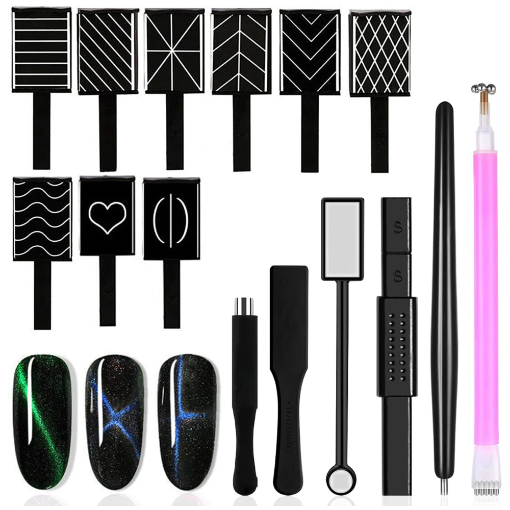 Vayve 15pcs Cat Eye Nail Magnet Tool Set for Magnetic Gel Designs
