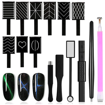Vayve 15pcs Cat Eye Nail Magnet Tool Set for Magnetic Gel Designs
