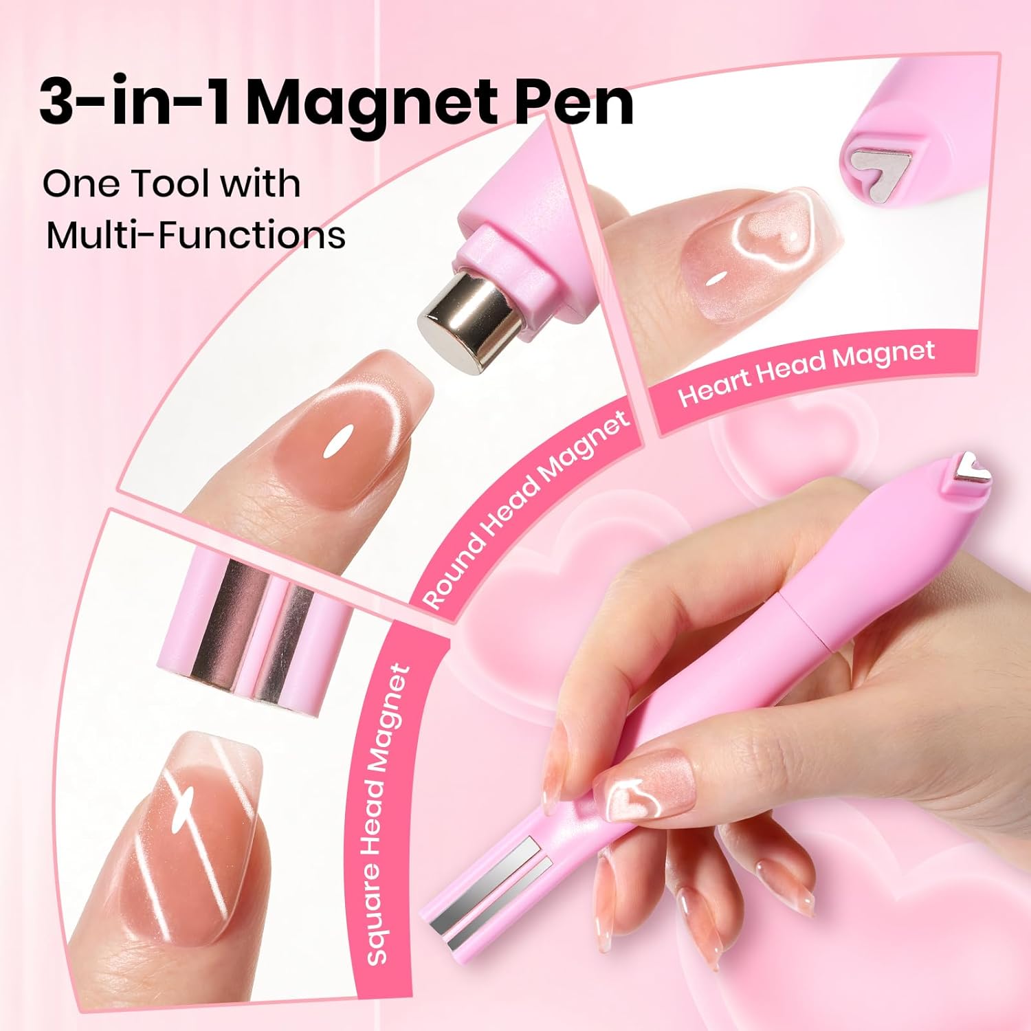 Vayve 3-in-1 Cat Eye Nail Magnet Pen | Heart & Line Nail Art Tool