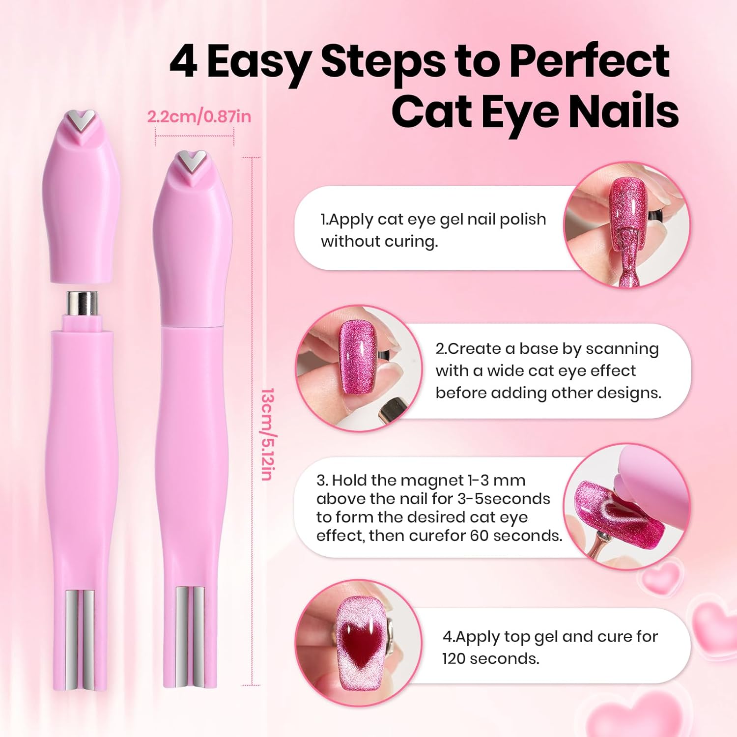 Vayve 3-in-1 Cat Eye Nail Magnet Pen | Heart & Line Nail Art Tool