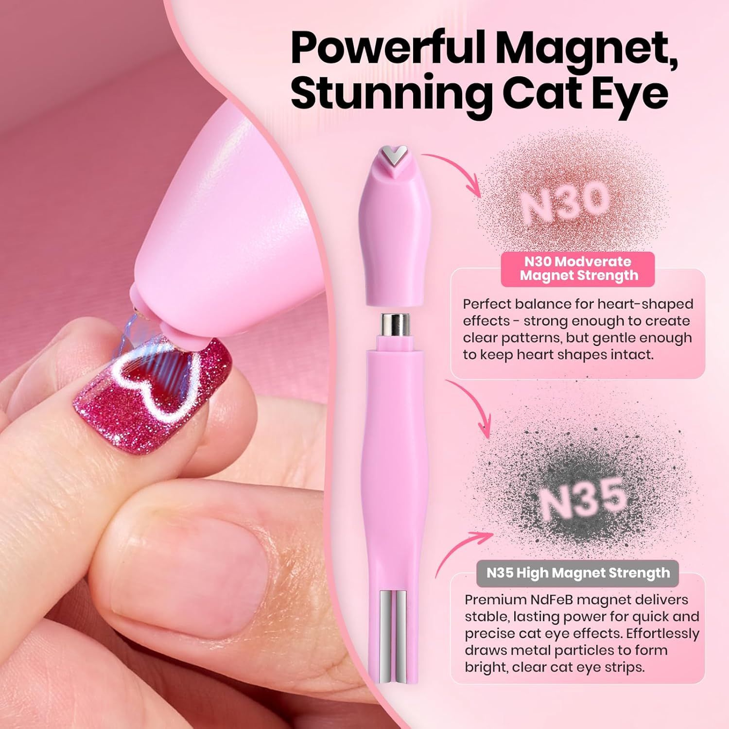 Vayve 3-in-1 Cat Eye Nail Magnet Pen | Heart & Line Nail Art Tool