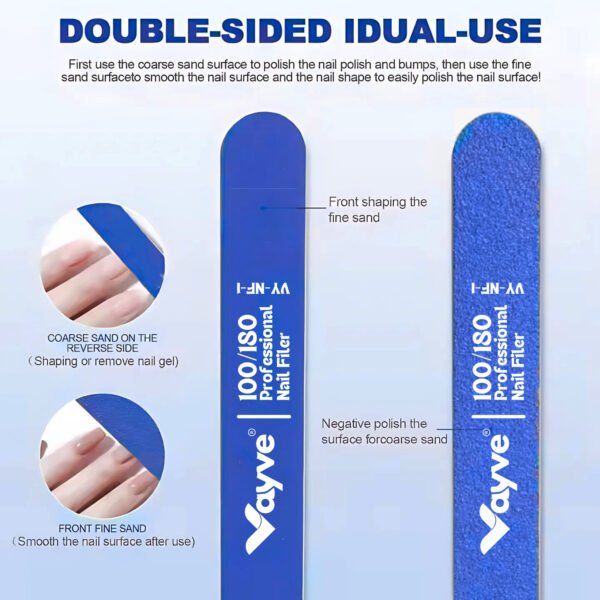 Vayve Double-Sided Nail Filer 2 Pcs – 100/180 Grit Professional Nail Buffer & Shaper - Image 2