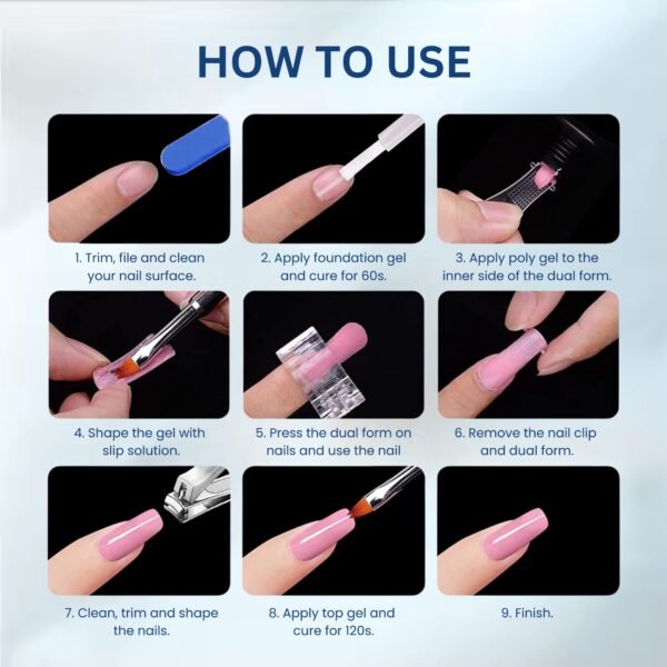 Vayve Nail Extension Tools – Poly Nail Tips, Spatula/Brush, Nail Filer | Nail Art Kit - Image 5